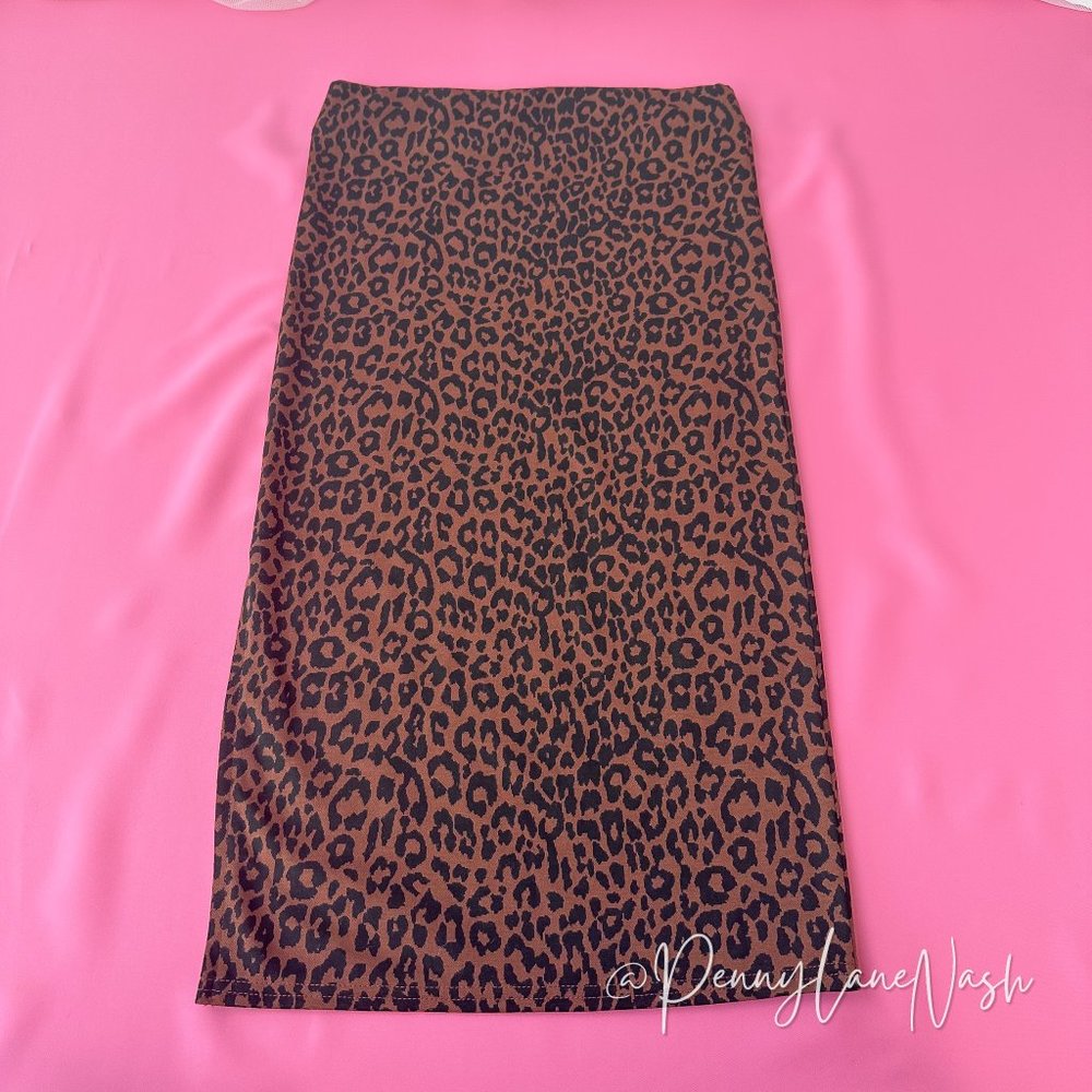 NWT Loft Leopard Print Side Slit Midi Skirt Size XXS - Picture 9 of 11